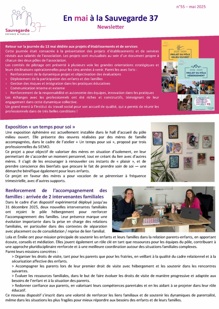 SAUVEGARDE 37 newsletter mai 2025